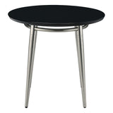 OSP Home Furnishings Brooklyn Round Top End Table Black/Brushed Nickel