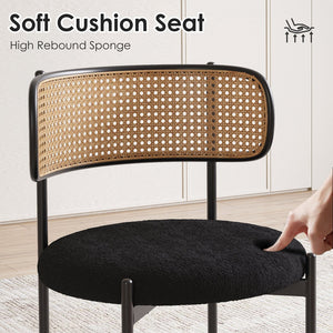 English Elm Modern Upholstered Dining Chairs Set Of 4 – Stylish Rattan-Back Accent Chairs With Metal Legs T3623P379699