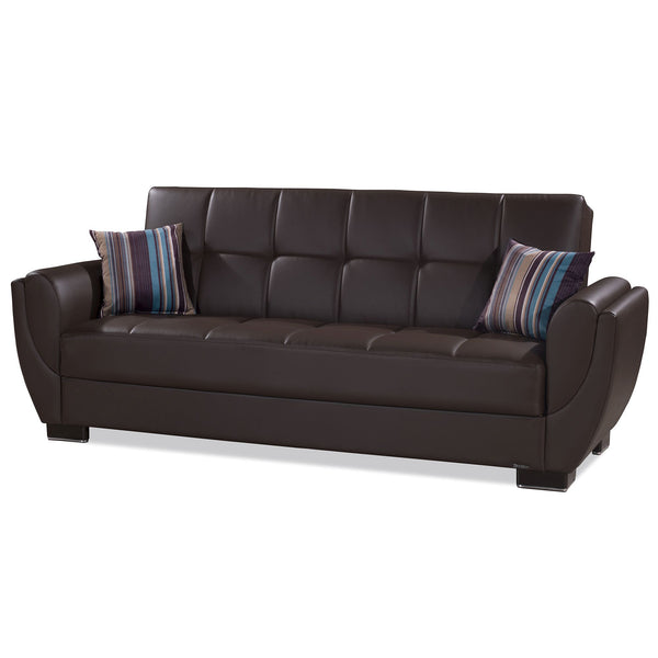 English Elm PrimeNest SkyHaven Upholstered Convertible Sofabed with Storage, Chenille Comfort, Quick Click Bed Transformation Brown PU B030P286509