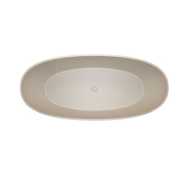 English Elm 71'' Resin Stone Freestanding Soaking Tub Sculptural Spa Bath with Polished Solid Surface W2753P425825