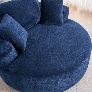 English Elm Round Swivel Barrel Chair Plush Chenille Upholstery Cozy Accent Seat for Any Room Blue W2915P338906