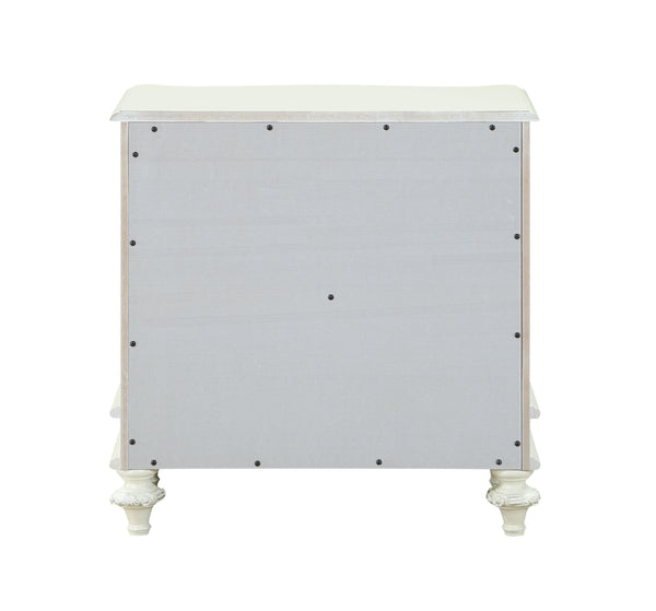 English Elm Dorothy Ivory Nightstand with 2 Soft-Close Drawers, Felt-Lined Top, Pine Wood Casegood, 40lb Limit B2726P327447