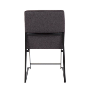 English Elm High Back Fuji Dining Chair Set Of 2 - Modern Charcoal Fabric & Black Steel For Versatile Comfort B202P223549
