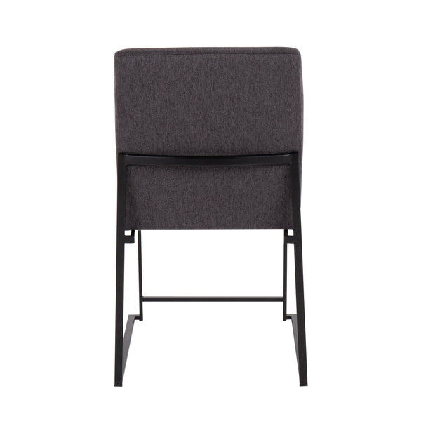 English Elm High Back Fuji Dining Chair Set Of 2 - Modern Charcoal Fabric & Black Steel For Versatile Comfort B202P223549