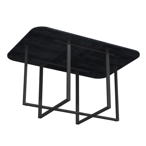 English Elm Multi-functional Dining Work Table Two-tone Mdf Top Metal Base for Modern Compact Spaces Black W3875P386951