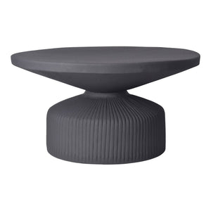 English Elm Yoli Round Aluminum Coffee Table Matte Black Ridged Sculptural Living Room Accent B2769P498406