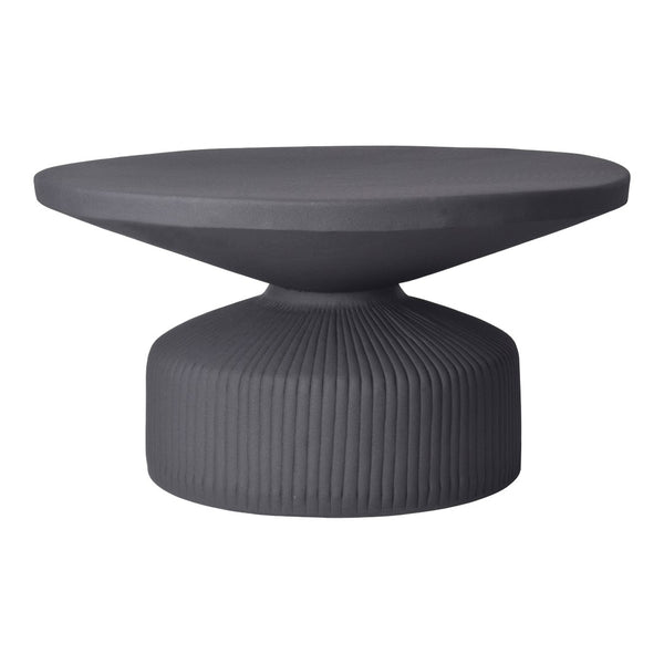 English Elm Yoli Round Aluminum Coffee Table Matte Black Ridged Sculptural Living Room Accent B2769P498406