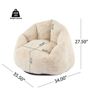 English Elm Christopher Knight Home® - Albi Velvety Beige Indoor Armchair-Style Bean Bag — Eco-Friendly Shredded Foam, Compact Cozy Accent N775P265487B