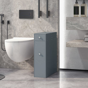 English Elm HOMCOM Slim Bathroom Storage Cabinet Narrow Freestanding Organizer with Drawers & Hidden Compartments Grey W2225P200614