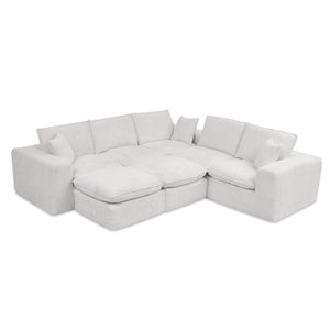 English Elm 107'' Boucle Modular Sectional with Reversible Chaise and Two Ottomans for Living Room Beige W1413S00160
