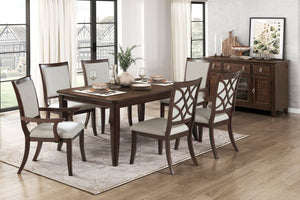 English Elm Traditional Cherry Finish Extendable Dining Table with Dark Walnut Inlay Seats Eight B011P450615