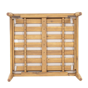 English Elm Terassi Solid Acacia Outdoor Ottoman with Padded Beige Cushion for Patio Seating N775P372830T