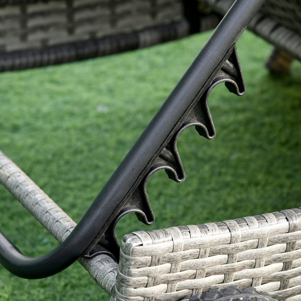 English Elm Outsunny Ergonomic Chaise Lounge Pool Chair - Stylish Cushioned Rattan Sun Lounger With 5-Position Backrest W2225P174006-GIGA