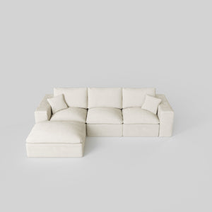 English Elm 108" Cloud Sectional Couch Modular L-Shape Chaise, Plush Corduroy Upholstered Sofa with Deep Seat Beige W3361S00003