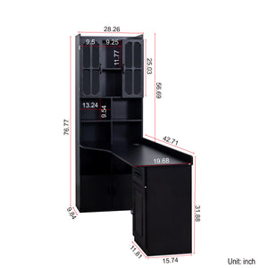 English Elm L-Shaped Corner Computer Desk with Hutch, Drawer & Shelves for Spacious Home Office Organization Black W331S00170