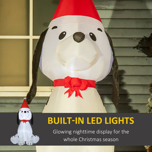 English Elm HOMCOM 6ft Inflatable Christmas Puppy with LED Lights, Outdoor Yard Decor, Stakes & Easy Plug-In Setup W2225P217078