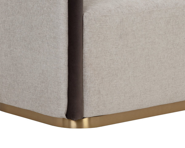Sunpan Sheva Sofa - Elegant Comfort with Silverstone Fabric & Gold Powder-Coated Base for Any Space