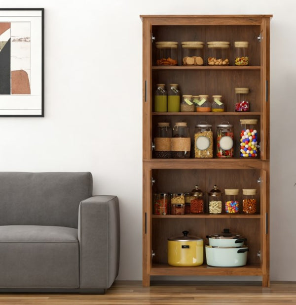 English Elm Spacious Antique White Pantry Cabinet Five Tier Shelving Traditional Kitchen Storage T3971P428732