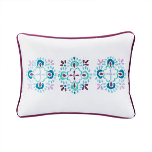 JLA Home Intelligent Design - 6 Piece Boho Reversible Daybed Set Twin — Vibrant Global Prints, Solid Purple Reverse, OEKO-TEX Antimicrobial Finish ID13-1414