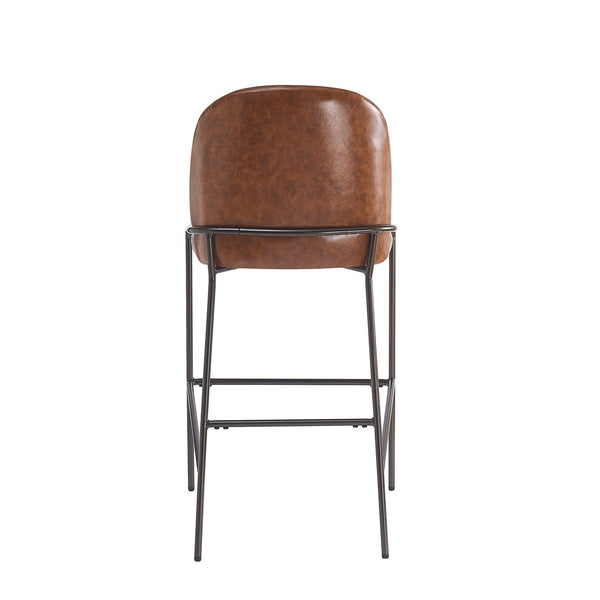 English Elm Christopher Knight Home® - Galen Upholstered Metal Barstool Set of 2 with Plush Stain-Resistant Fabric, Ergonomic Modern Design Brown N775P290453P