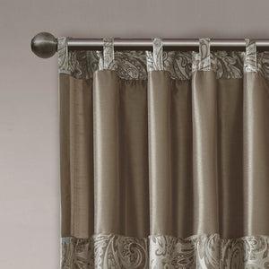 English Elm Jacquard Aubrey Window Curtain Pair 50x95" OEKO-TEX Paisley Jacquard Blue Taupe Platinum Faux Silk Panels B03598269