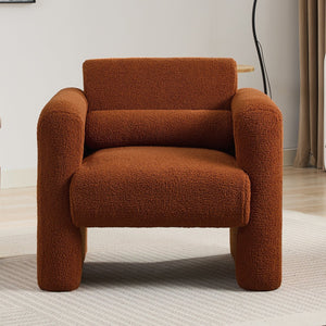 English Elm Modern Accent Chair Breathable Sherpa Upholstered Reading Armchair with Plush Cushion and Lumbar Support Burnt Orange 30 L x 25.75 W x 22.76 H WF325072AAO