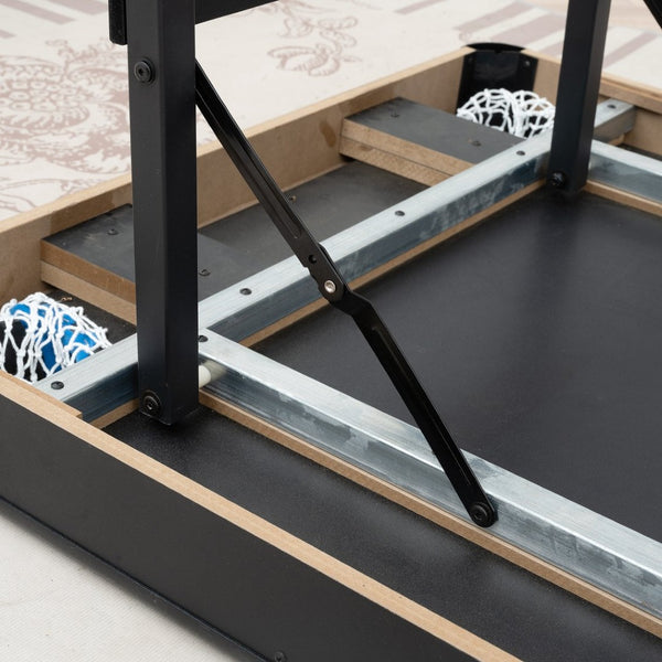 English Elm Pool Billiard Table Foldable Steel Frame Velvet Cloth Surface Home Game Room Black+Blue W1936P334778