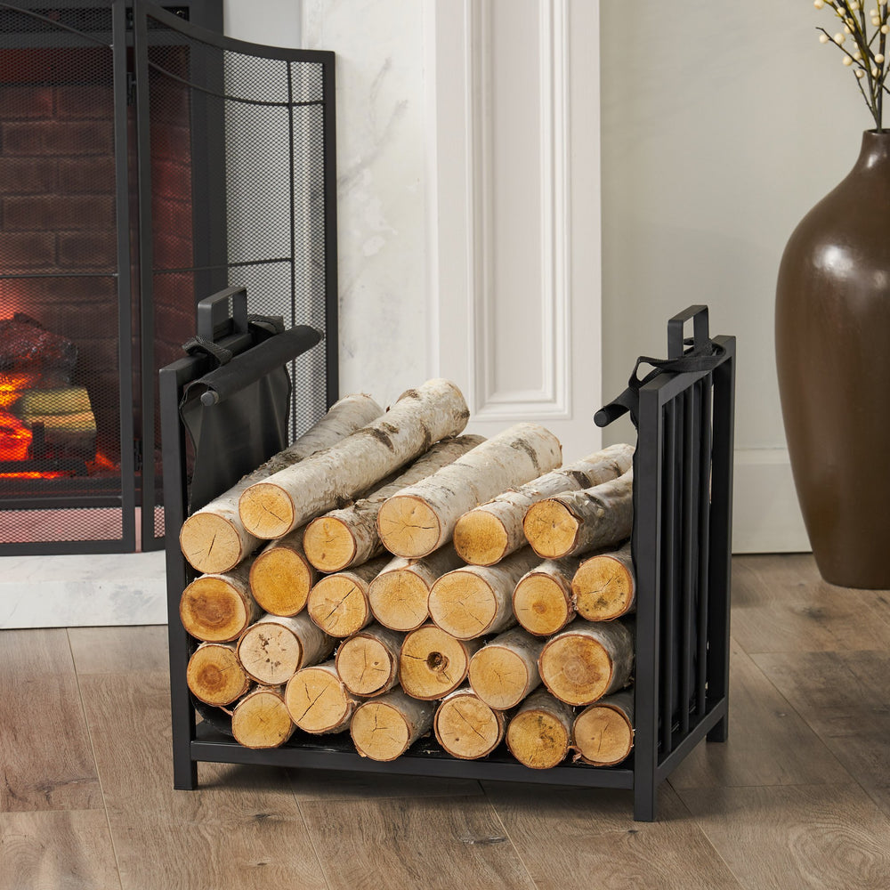 English Elm Christopher Knight Home® - LOG HOLDER Heavy-Duty Black Iron Firewood Rack for Indoor Outdoor Use, Compact 21.25x18x4.75 Inch Stylish Storage 67303.00