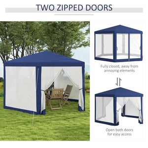 English Elm Outsunny Hexagon Party Canopy with Mesh Sidewalls Uv Roof Steel Frame Outdoor W2225P174174
