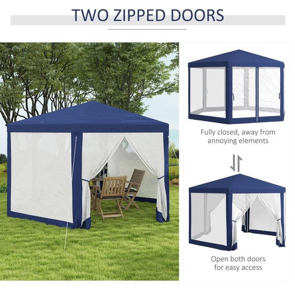 English Elm Outsunny Hexagon Party Canopy with Mesh Sidewalls Uv Roof Steel Frame Outdoor W2225P174174