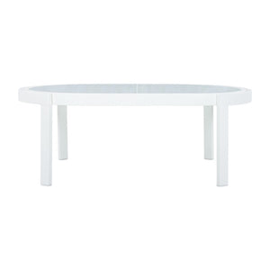 English Elm Modern Oval Outdoor Coffee Table Tempered Glass Top White Aluminum Patio Lounge N767P389536A