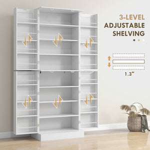 English Elm Homcom 65" Freestanding Kitchen Pantry Cabinet - Modern Storage With Adjustable Shelves & Safety Features W2225P229291