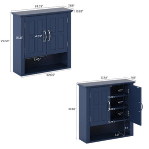 English Elm Bathroom Wall Mounted Cabinet Raised Panel Doors Adjustable Shelves Farmhouse Storage Blue N817P375225B