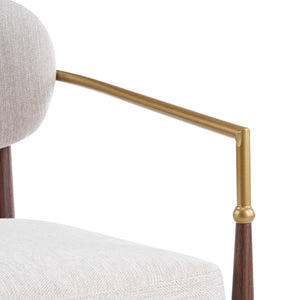 English Elm Fabric Upholstered Dining Chairs Glam Set of Two with Gold Accents Iron Frame N768P379506W