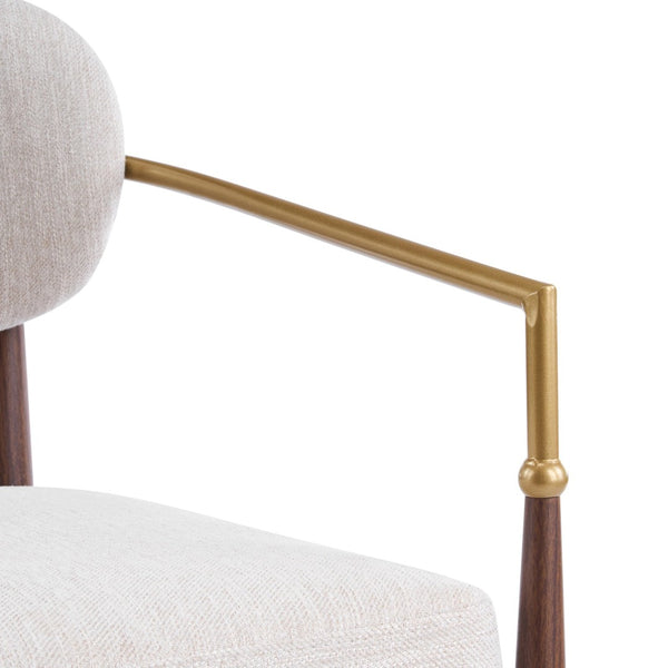English Elm Fabric Upholstered Dining Chairs Glam Set of Two with Gold Accents Iron Frame N768P379506W