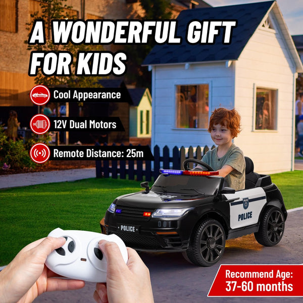 English Elm Qaba 12v Kids Police Ride on Car with Dual Motors Spring Suspension Parent Remote W2225P249904