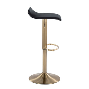 English Elm Ale Velvet Adjustable Swivel Barstools Set of 2 - Brushed Gold Base, Wave Seat, Oval Footrest, 360° Glam B202P222263