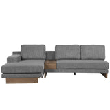 English Elm 114" L-Shaped Sofa Sectional Sofa With Two Usb Ports and Two Power Sockets, A Storage Drawer and A Reversible Chaise Lounge For Living Room, Grey