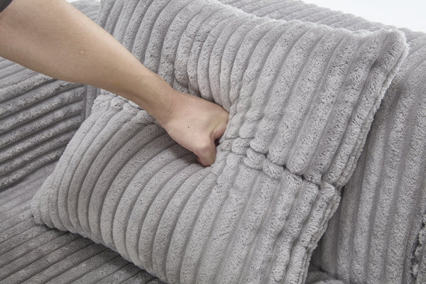 English Elm Modern Minimalist Modular Sectional Sofa – L-Shape Right-Facing Chaise With Deep Seats In Light Gray W2959S00003