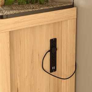 English Elm 55-75 Heavy Duty Aquarium Stand with Power Outlets, 880lb Capacity, 2 Cabinets + Drawer, Natural Finish N704P350198N