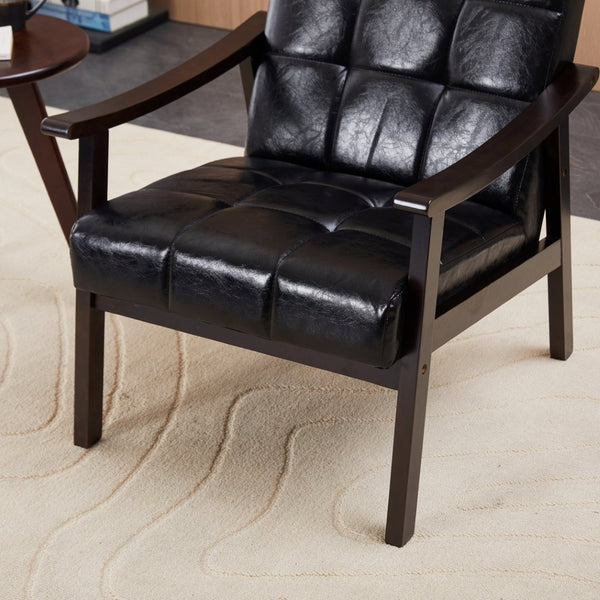 English Elm Medieval-inspired High Back Upholstered Armchair with Solid Wood Legs for Reading Nooks W2989P382811