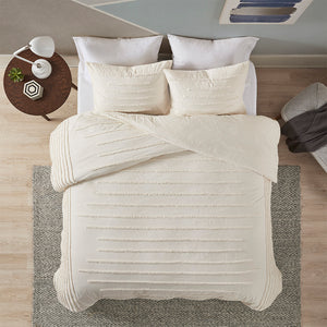 Urban Habitat Mercer Modern/Contemporary 3 Piece Cotton Chenille Duvet Cover Set UH12-2320 Ivory