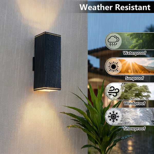 English Elm 18" Aluminum Cylinder Outdoor Wall Sconce Set of Two with up Down Porch Lighting W2312P416013