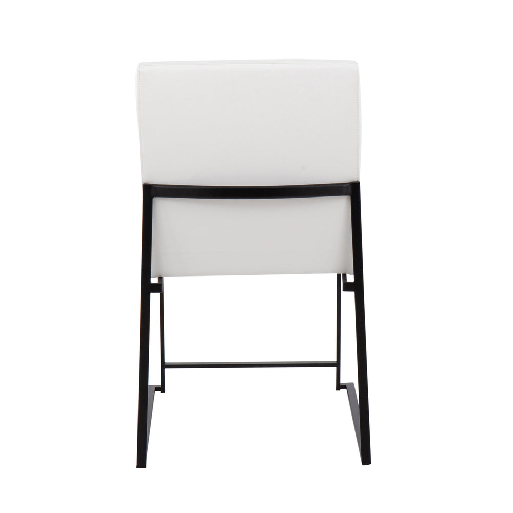 English Elm High Back Fuji Contemporary Dining Chair Set Of 2 In Black Steel & White Faux Leather - Stylish Comfort B202P223555