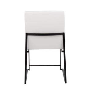 English Elm High Back Fuji Contemporary Dining Chair Set Of 2 In Black Steel & White Faux Leather - Stylish Comfort B202P223555