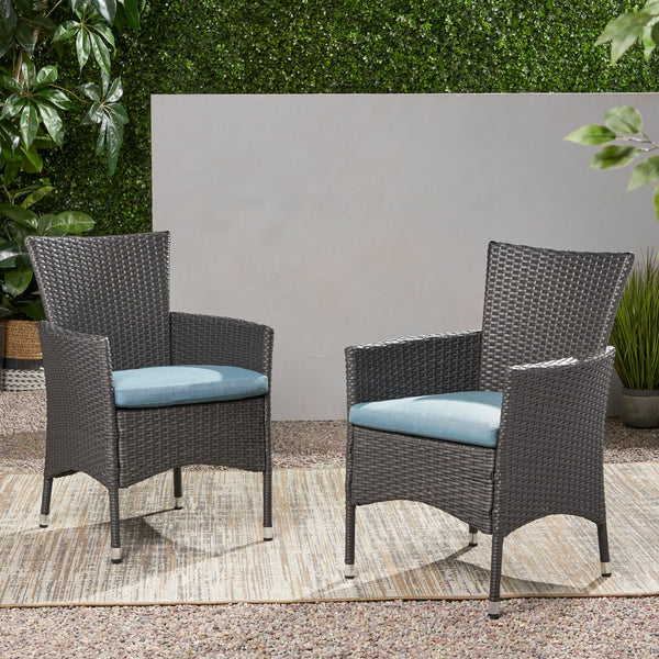 English Elm Christopher Knight Home® - Malta Dining Chair Set Of 2 - Modern Grey Wicker Design For Ergonomic Comfort In Any Space 56447.00AGT