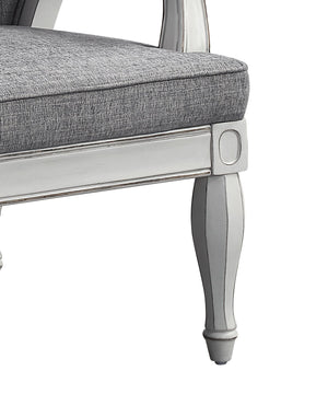 English Elm Florian Gray Fabric & Antique White Finish Chair with Tufted Back, Pocket Coil Seat, Sturdy Legs B2726P265757