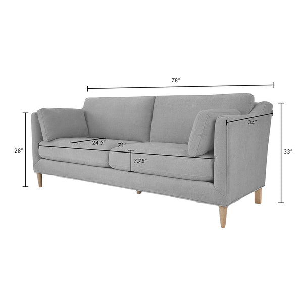 JLA Home Chapel Hill - Dining Chapel Hill Gabriella Sofa — Beige Mid-Century Compact Sofa with Oak Oat Legs, Foam Cushions CH106-1000
