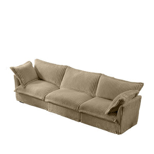 English Elm Slipcovered Modern 3-Seater Sofa With Soft Camel Corduroy, Washable Covers & Modular Design Options W3041S00066-GIGA