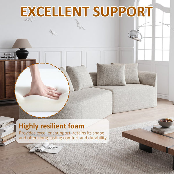 English Elm Modern Oversized Sectional Sofa - 112-Inch Curved Cloud Couch With 4 Pillows For Ultimate Comfort W834P323314